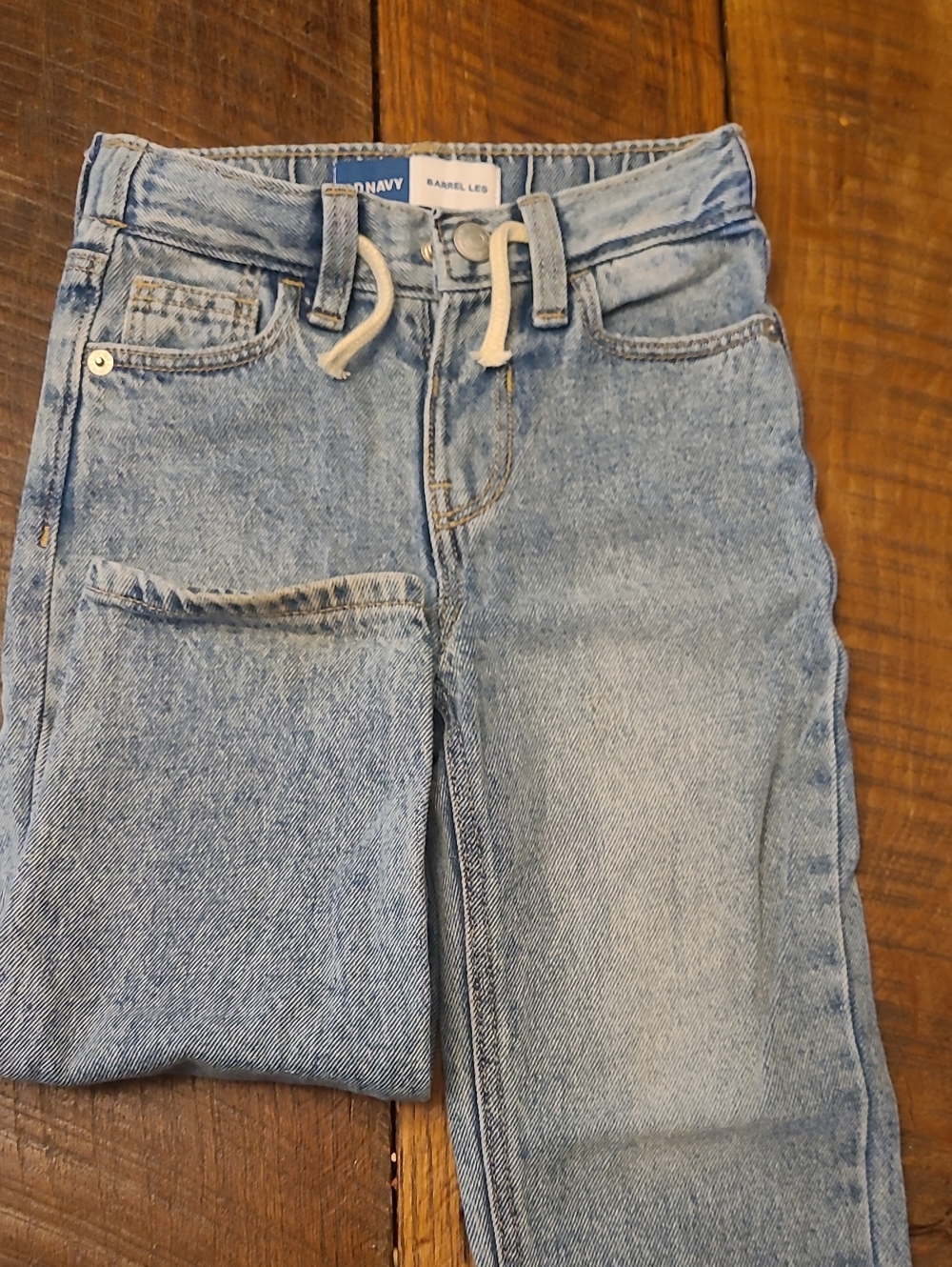 Old Navy Light Blue Drawstring Waist Barrel Jeans